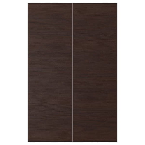 ASKERSUND - 2-p door f corner base cabinet set, dark brown ash effect, 25x80 cm