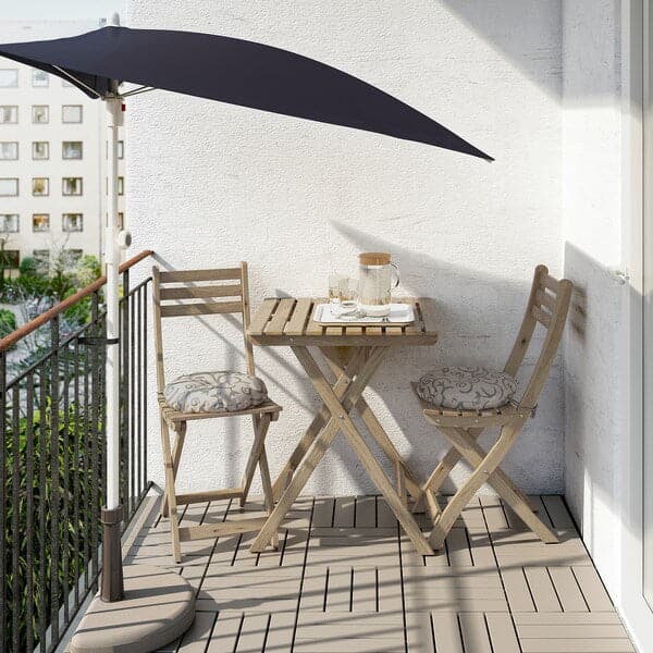 Ikea ASKHOLMEN - Table+2 chairs, outdoor, light brown stained ,