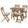 ASKHOLMEN - Outdoor folding table + 4 chairs dark brown/Klösan blue