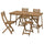ASKHOLMEN - ASKHOLMEN Table+4 folding chairs, outdoor, dark brown, 143x75 cm
