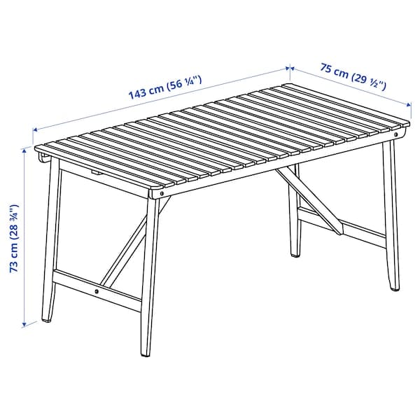 Ikea ASKHOLMEN - Table, outdoor, dark brown, 143x75 cm