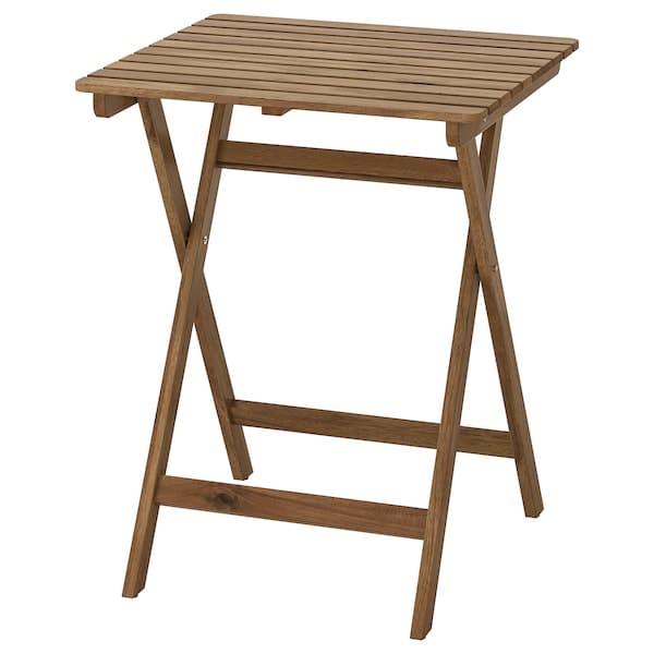 ASKHOLMEN - Table, outdoor, foldable light brown stained , 60x62 cm - best price from Maltashopper.com 60240035