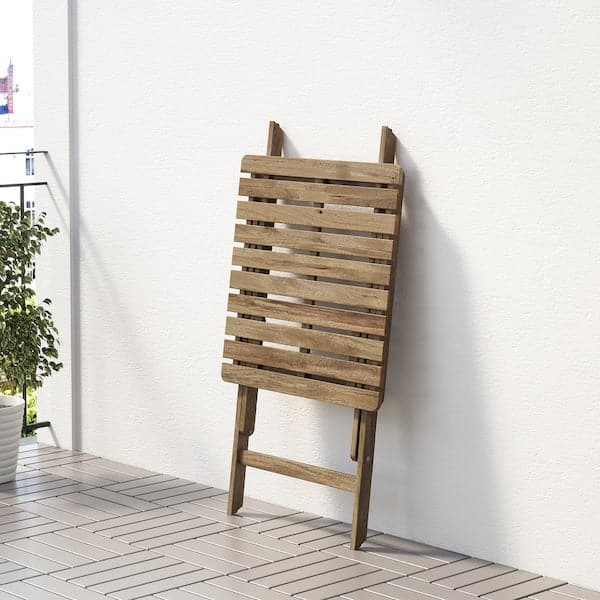 ASKHOLMEN - Table, outdoor, foldable light brown stained , 60x62 cm - best price from Maltashopper.com 60240035