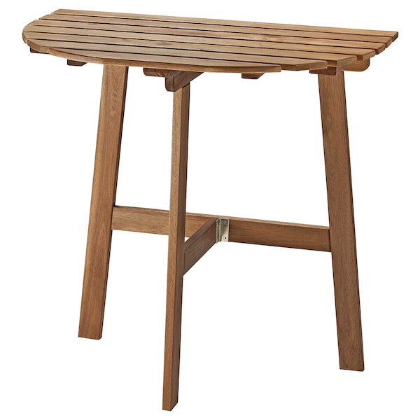 ASKHOLMEN - Table for wall, outdoor, folding dark brown, 70x44 cm