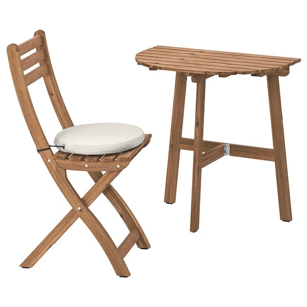 Ikea ASKHOLMEN - Wall table/1 folding chair, dark brown/Frösön/Duvholmen beige,70x44 cm