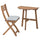 ASKHOLMEN - Wall table/1 folding chair, dark brown/Klösan blue,70x44 cm