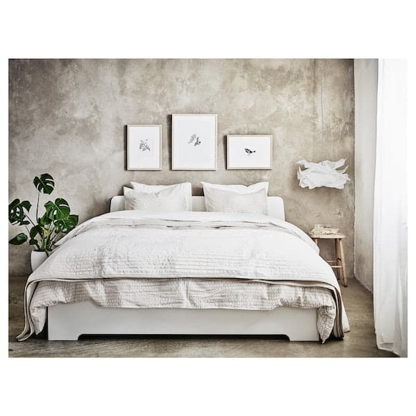 Ikea ASKVOLL Bed structure - white/Leirsund 140x200 cm , 140x200 cm