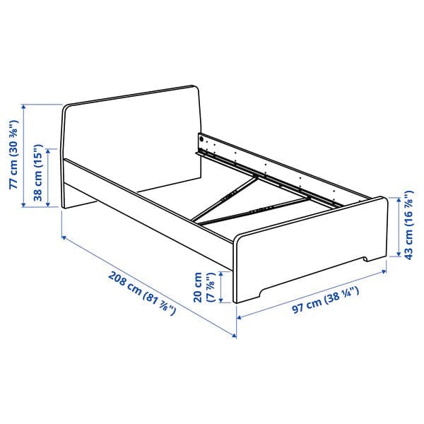 ASKVOLL Bed structure - white/Leirsund 90x200 cm - best price from Maltashopper.com 69262438