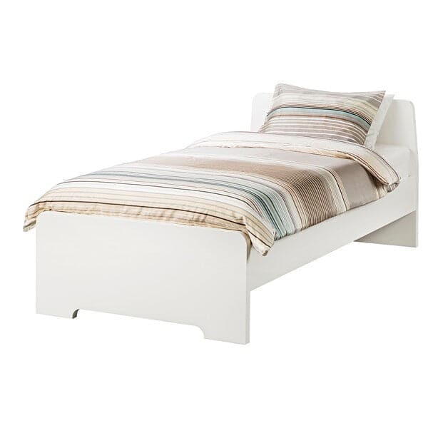 ASKVOLL Bed frame, white / Lindbåden,90x200 cm , - best price from Maltashopper.com 09494870