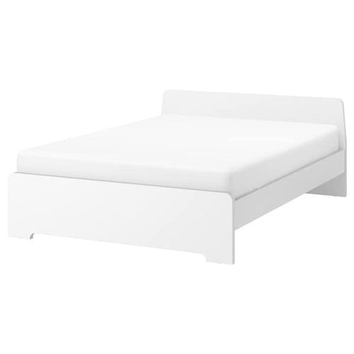 ASKVOLL Bed frame, white / Lindbåden,140x200 cm