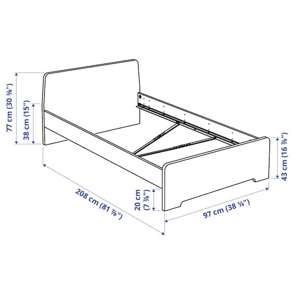Ikea ASKVOLL Bed structure - white/Lönset 90x200 cm , 90x200 cm
