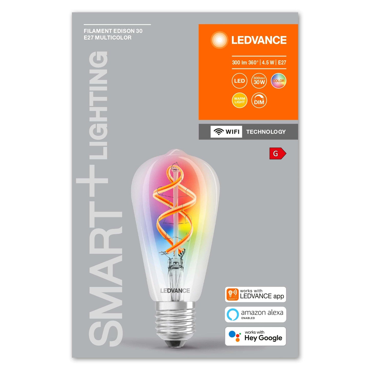 Bricocenter LED BULB SMART E27=30W EDISON TRANSPARENT RGBW