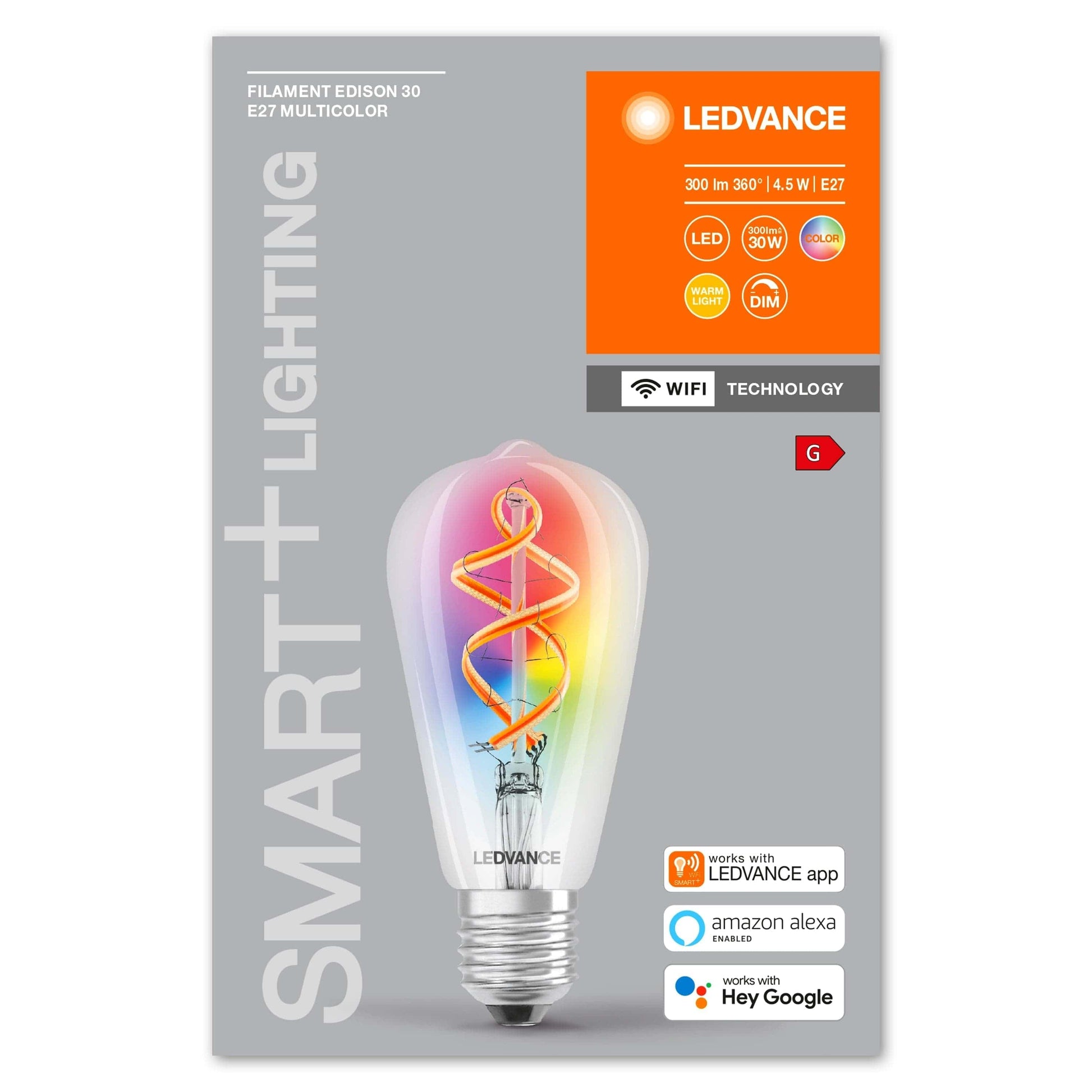 Bricocenter LED BULB SMART E27=30W EDISON TRANSPARENT RGBW