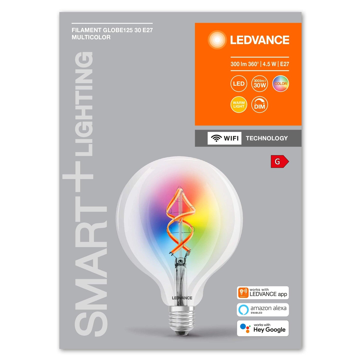 Bricocenter LED BULB SMART E27=30W GLOBE TRANSPARENT RGBW