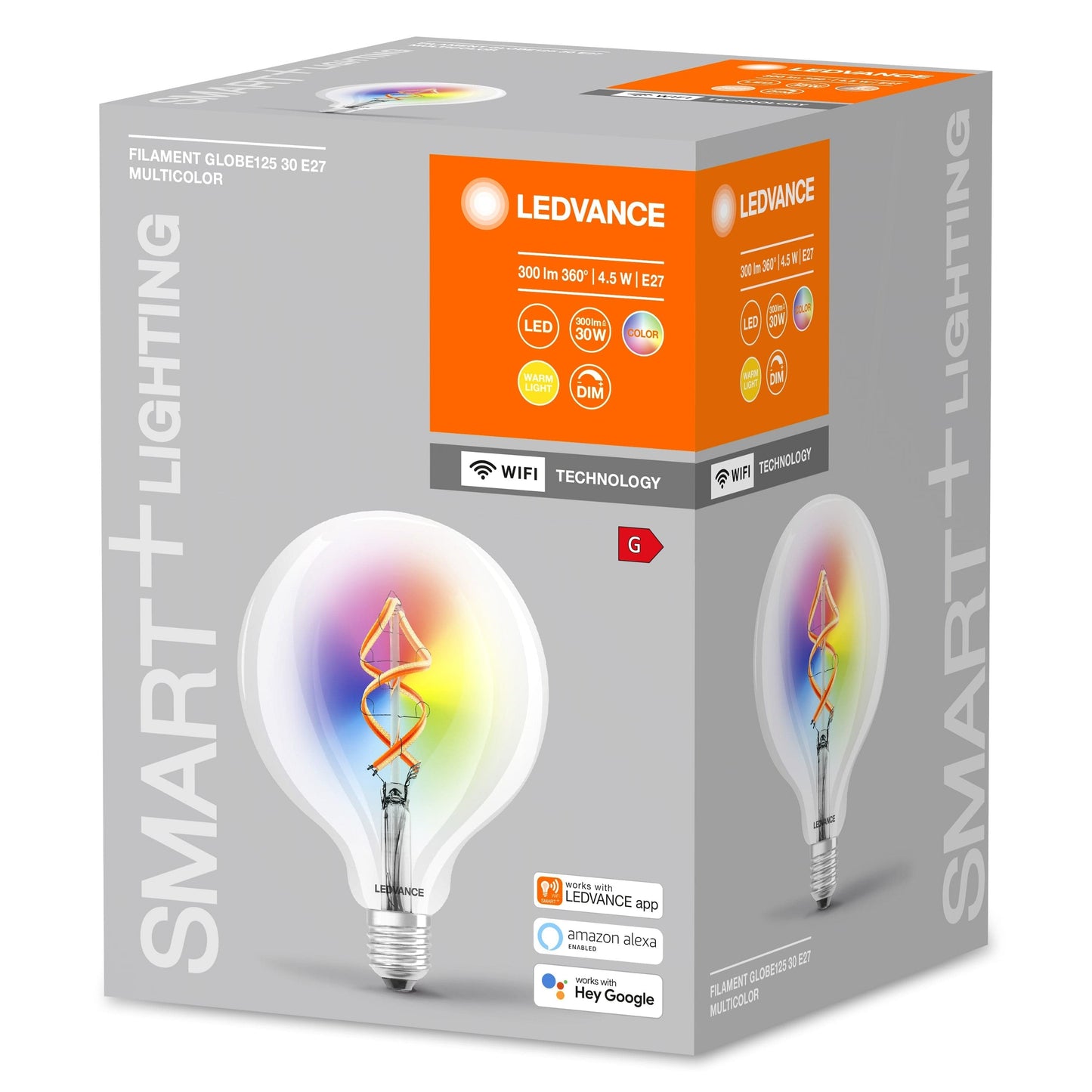 LED BULB SMART E27=30W GLOBE TRANSPARENT RGBW