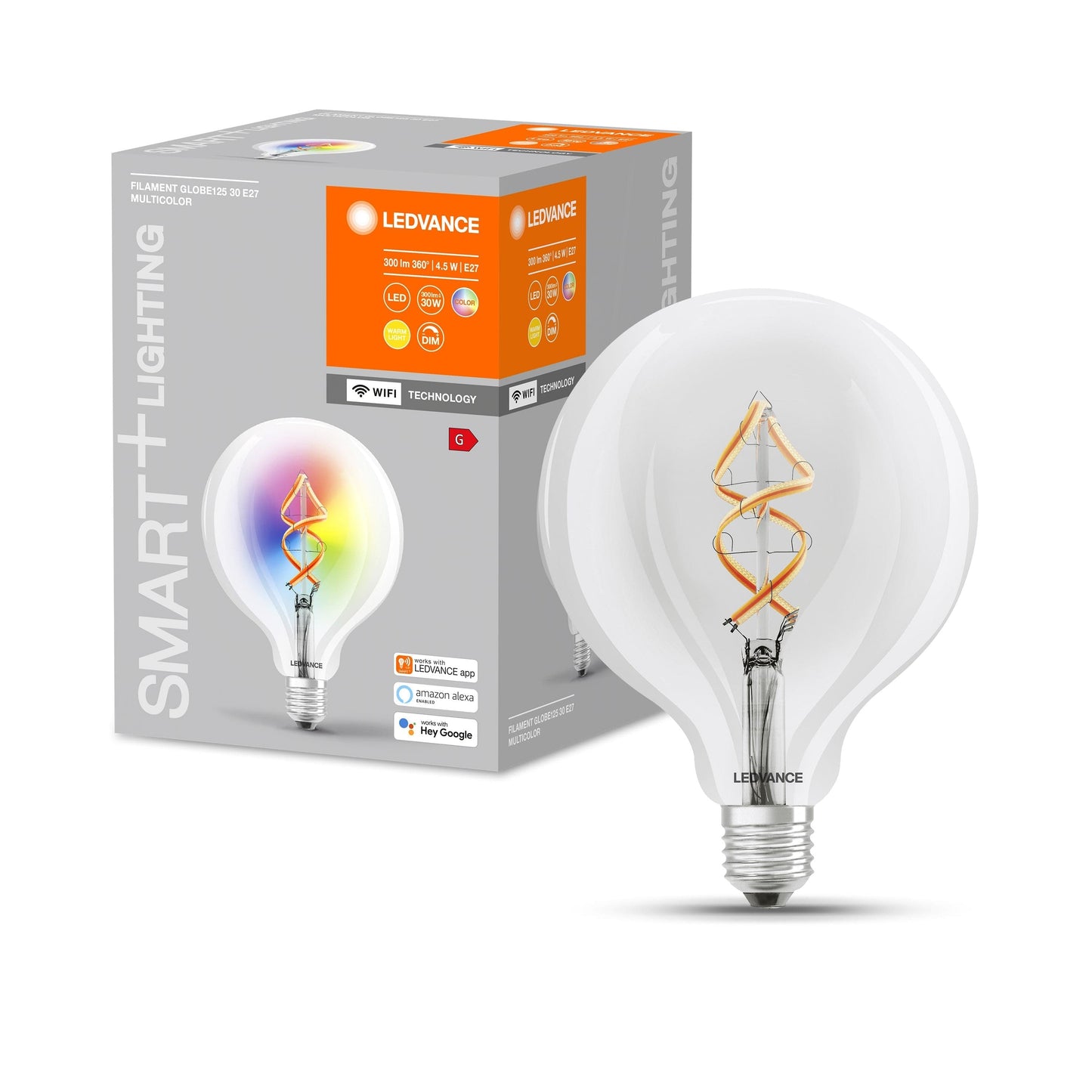 Bricocenter LED BULB SMART E27=30W GLOBE TRANSPARENT RGBW