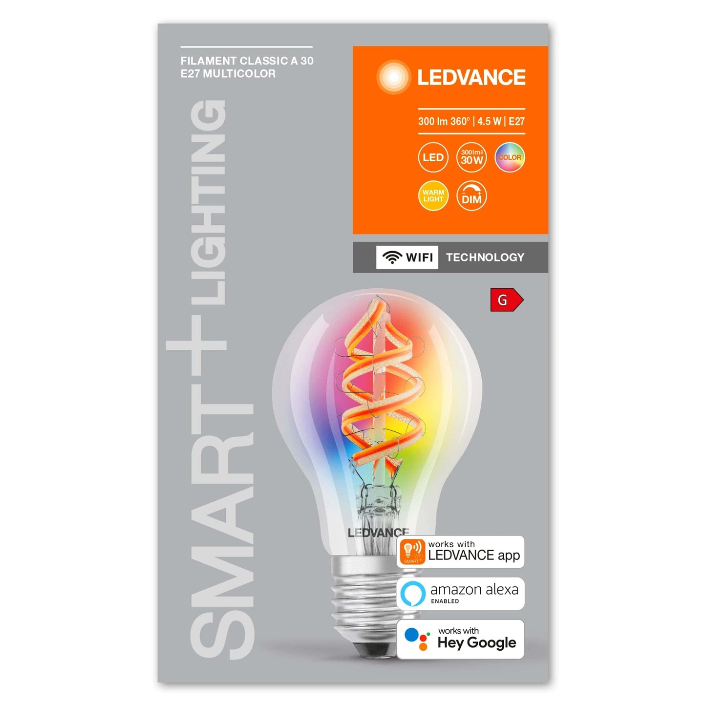 Bricocenter LED BULB SMART E27=30W DROP TRANSPARENT RGBW
