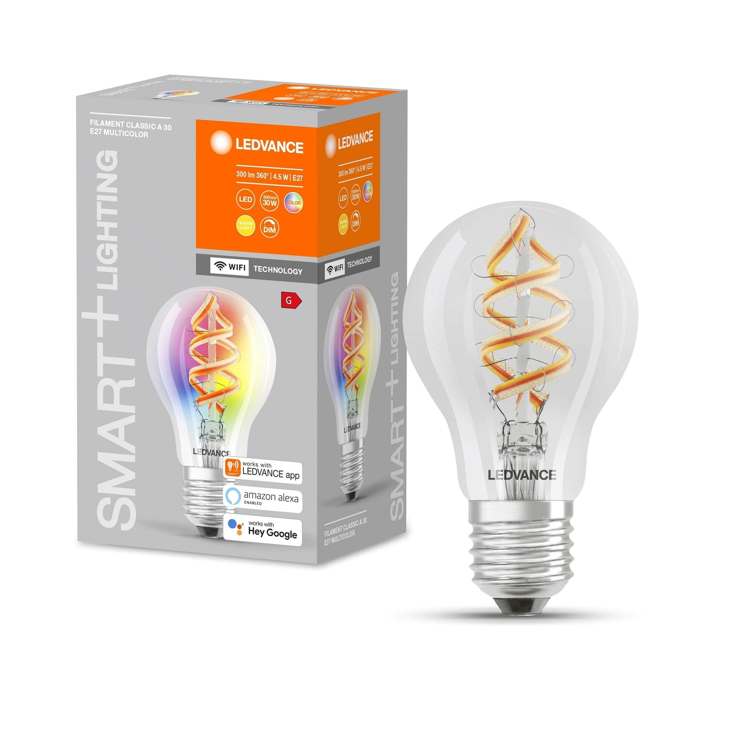 Bricocenter LED BULB SMART E27=30W DROP TRANSPARENT RGBW