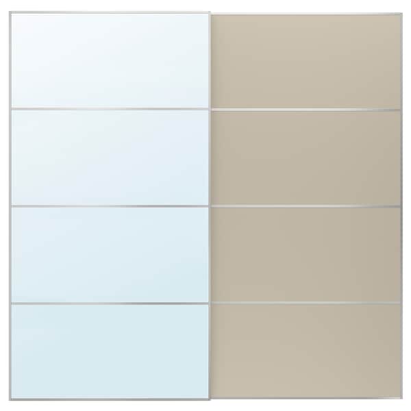 AULI / MEHAMN - Pair of sliding doors, aluminium mirror glass/double sided beige, 200x201 cm - best price from Maltashopper.com 49436859