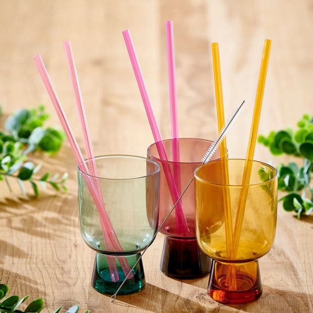 SLURP Set of 6 reusable straws mix of 3 colors orange, purple, pinkL 23 cm - best price from Maltashopper.com CS626878