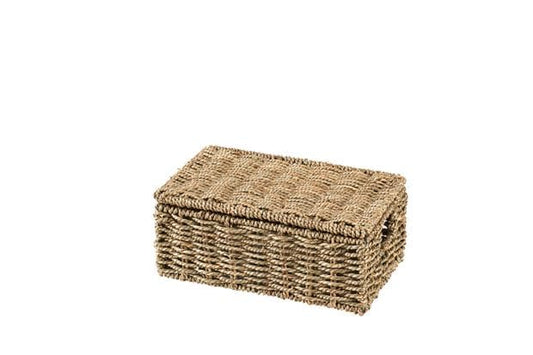 Casa SEAGRASS Storage basket S with natural lid, H 13 x W 30 x D 19 cm