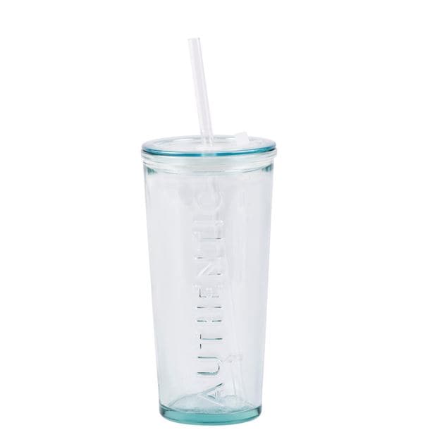 AUTHENTIC Glass with transparent straw H 17 cm - Ø 8.5 cm - best price from Maltashopper.com CS607481