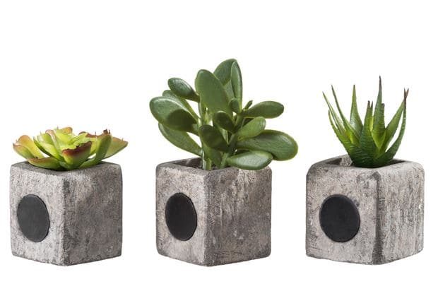 GREENS MAGNETIC PLANT POTS WITH ARTIFICIAL PLANTS H11CM 3SHA - best price from Maltashopper.com CS600600