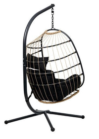 BAZAI Hanging chair with black support stand H 190 x W 110 x D 96 cm - best price from Maltashopper.com CS668101