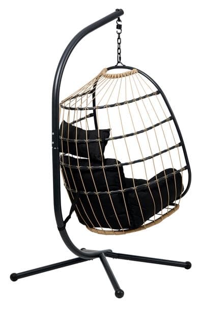 Casa BAZAI Hanging chair with black support stand H 190 x W 110 x D 96 cm