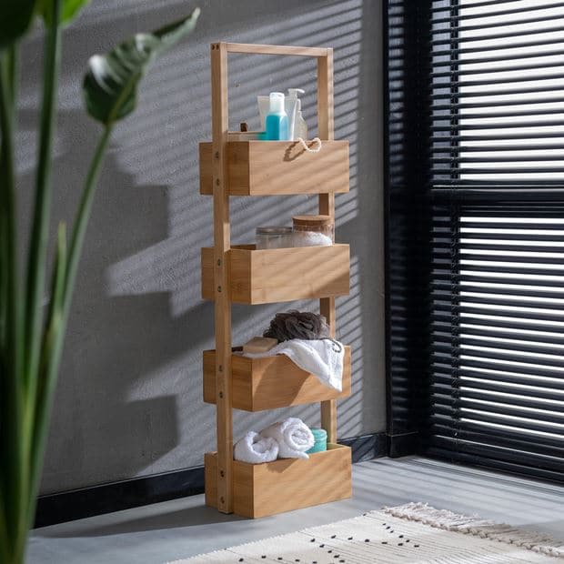 BAMBOO Natural storage shelf H 88 x W 28 x D 15 cm - best price from Maltashopper.com CS633556