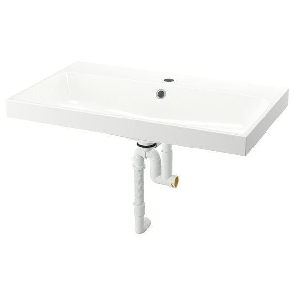 Ikea BACKSJÖN - Wash-basin with water trap, white, 80x48 cm