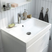 BACKSJÖN - Wash-basin with water trap, white, 60x48 cm - best price from Maltashopper.com 99516759