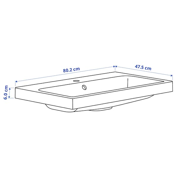 Ikea BACKSJÖN - Wash-basin with water trap, white, 80x48 cm