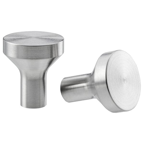 BAGGANÄS - Knob, stainless steel, 21 mm