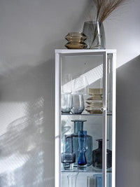 BAGGEBO - Cabinet with glass doors, metal/white, 34x30x116 cm - best price from Maltashopper.com 80502998