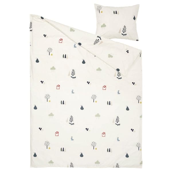 Ikea BARNDRÖM - Duvet cover and pillowcase, forest animal pattern/multicolour, 150x200/50x80 cm