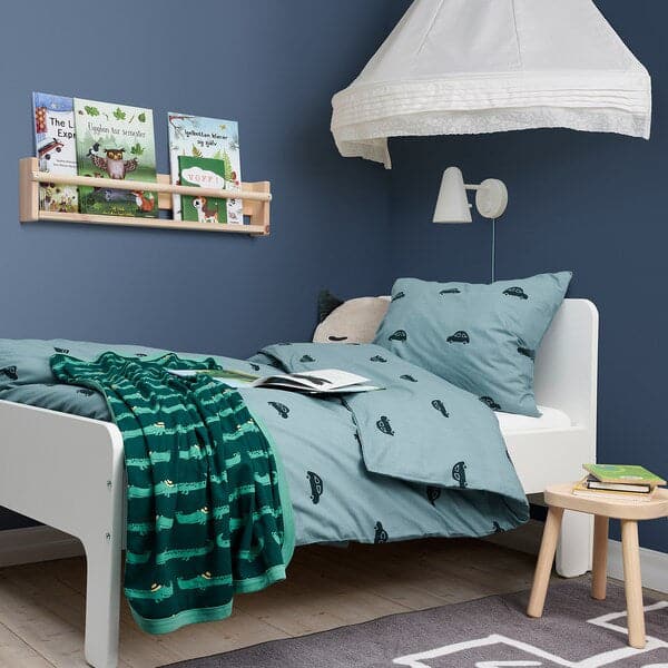 BARNDRÖM - Duvet cover and pillowcase, car pattern/blue, 150x200/50x80 cm - best price from Maltashopper.com 50504381