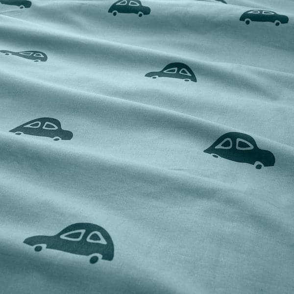 BARNDRÖM - Duvet cover and pillowcase, car pattern/blue, 150x200/50x80 cm - best price from Maltashopper.com 50504381