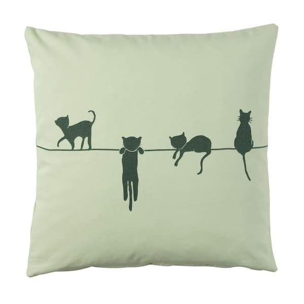 Ikea BARNDRÖM Pillow lining - cat/green pattern 50x50 cm , 50x50 cm