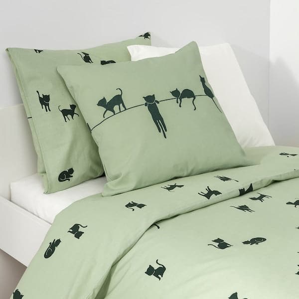 BARNDRÖM Pillow lining - cat/green pattern 50x50 cm , 50x50 cm - best price from Maltashopper.com 20504702