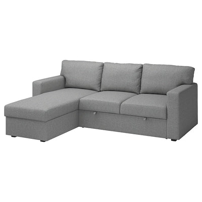 BÅRSLÖV - 3-seater sofa bed/chaise-longue, Tibbleby beige/grey - best price from Maltashopper.com 80541594