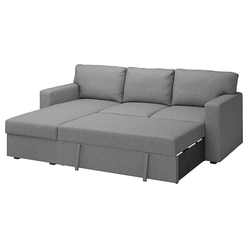 BÅRSLÖV - 3-seater sofa bed/chaise-longue, Tibbleby beige/grey