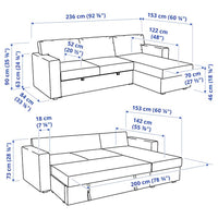BÅRSLÖV - 3-seater sofa bed/chaise-longue, Tibbleby beige/grey - best price from Maltashopper.com 80541594