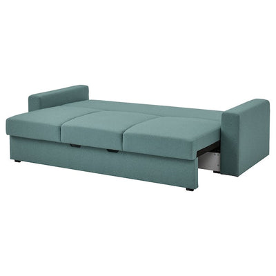 BÅRSLÖV - 3-seater sofa bed, Tibbleby light grey-turquoise - best price from Maltashopper.com 30541582