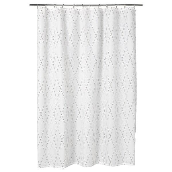 BASTSJÖN - Shower curtain, white/grey/beige, 180x200cm - best price from Maltashopper.com 80466066