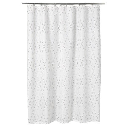 Ikea BASTSJÖN - Shower curtain, white/grey/beige, 180x200cm