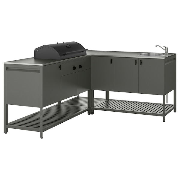 BÅTSKÄR - Kitchen ester/BBQ carbon/elem lavel, dark grey,180x180 cm