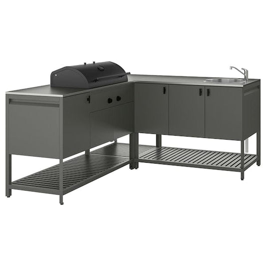 Ikea BÅTSKÄR - Kitchen ester/BBQ carbon/elem lavel, dark grey,180x180 cm