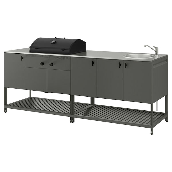 BÅTSKÄR - Kitchen ester/BBQ carbon/elem lavel, dark grey,240x60 cm