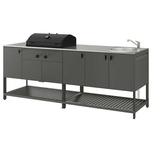 Ikea BÅTSKÄR - Kitchen ester/BBQ carbon/elem lavel, dark grey,240x60 cm